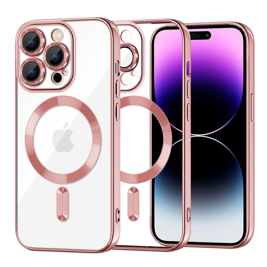 Custodia MagSafe per Apple iPhone 14 Pro Max, Techsuit, Luxury Crystal, Rosa