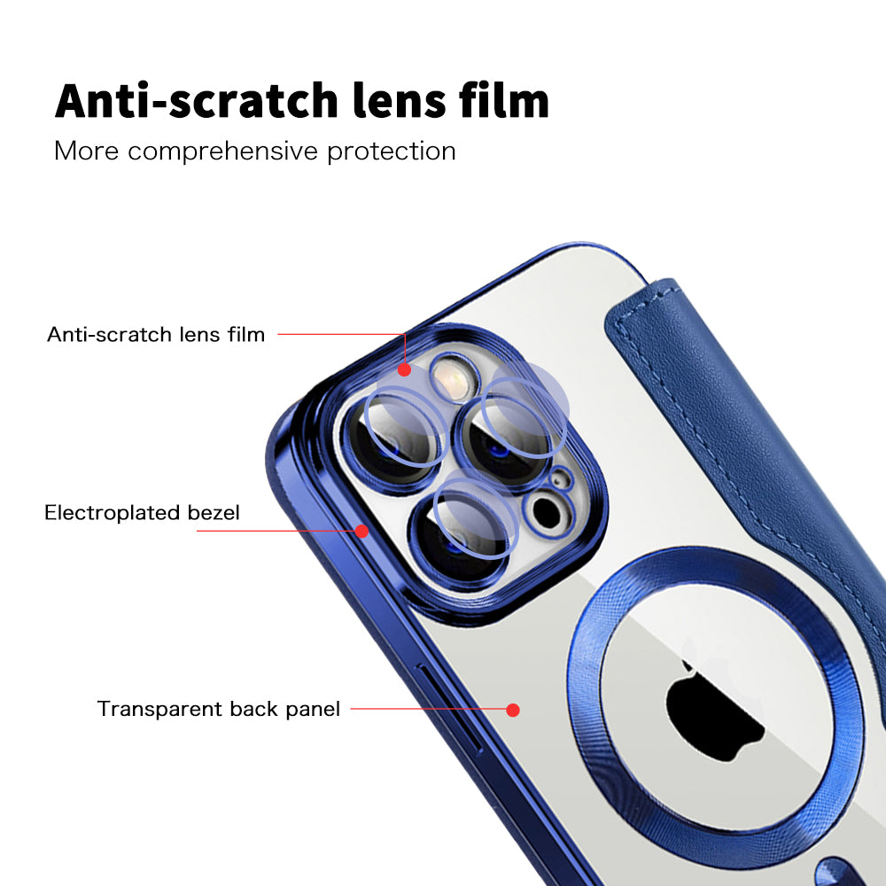 Custodia MagSafe per Apple iPhone 14 Pro Max, Techsuit, SmartMag Book, Blu