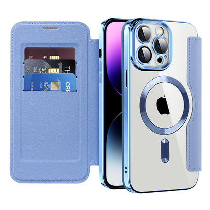 Custodia MagSafe per Apple iPhone 14 Pro Max, Techsuit, SmartMag Book, Blu
