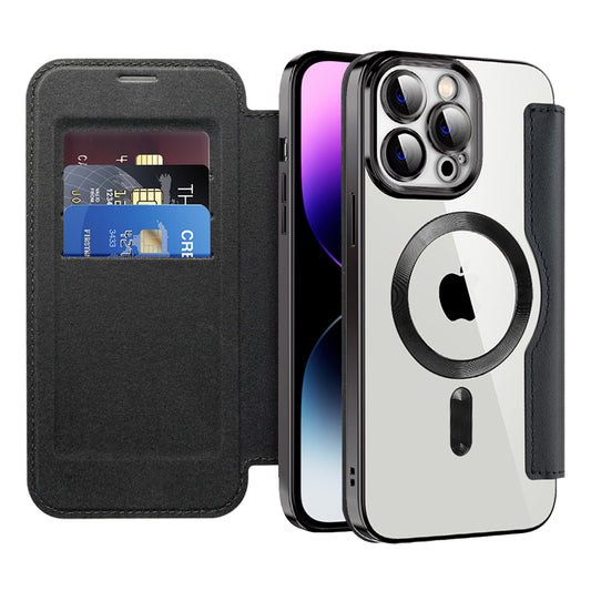 Custodia MagSafe per Apple iPhone 14 Pro Max, Techsuit, SmartMag Book, Nera