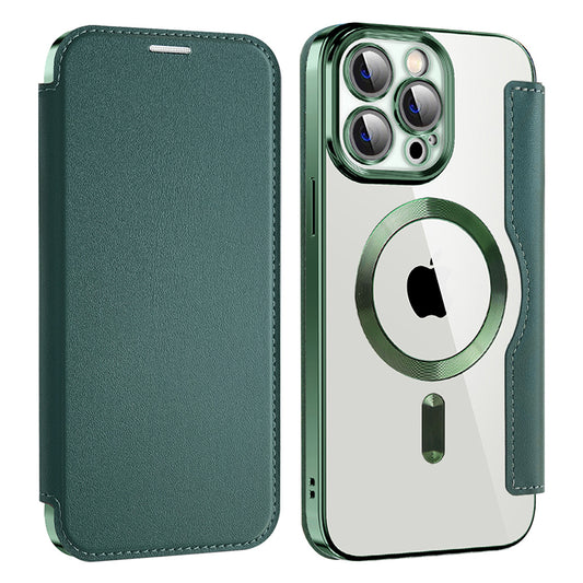 Custodia MagSafe per Apple iPhone 14 Pro Max, Techsuit, SmartMag Book, Verde