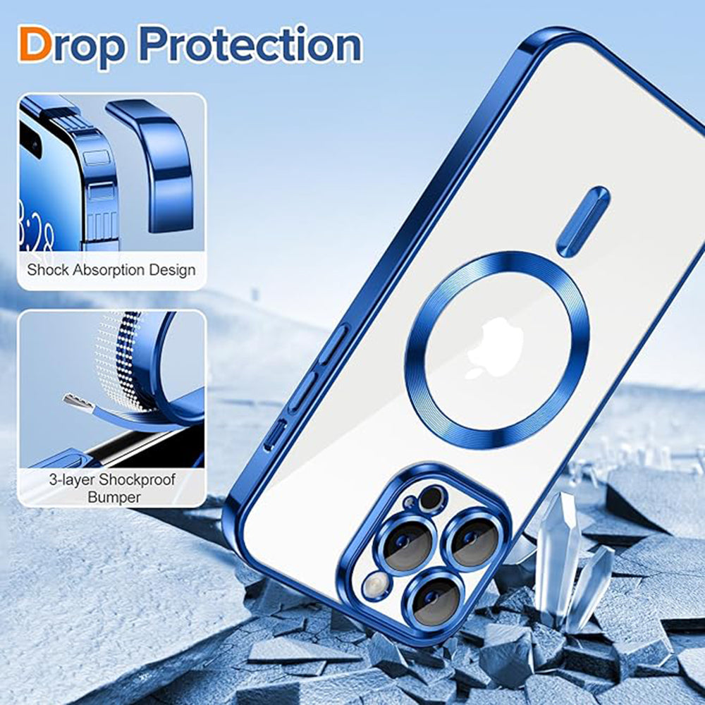 Custodia MagSafe per Apple iPhone 14 Pro, Techsuit, Luxury Crystal, Blu Scuro