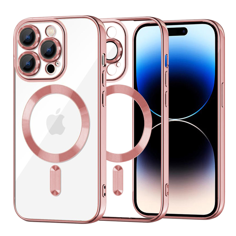 Custodia MagSafe per Apple iPhone 14 Pro, Techsuit, Luxury Crystal, Rosa