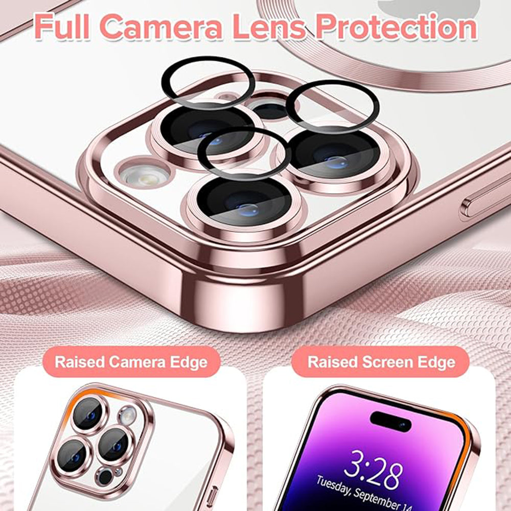 Custodia MagSafe per Apple iPhone 14 Pro, Techsuit, Luxury Crystal, Rosa