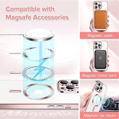 Custodia MagSafe per Apple iPhone 14 Pro, Techsuit, Luxury Crystal, Rosa