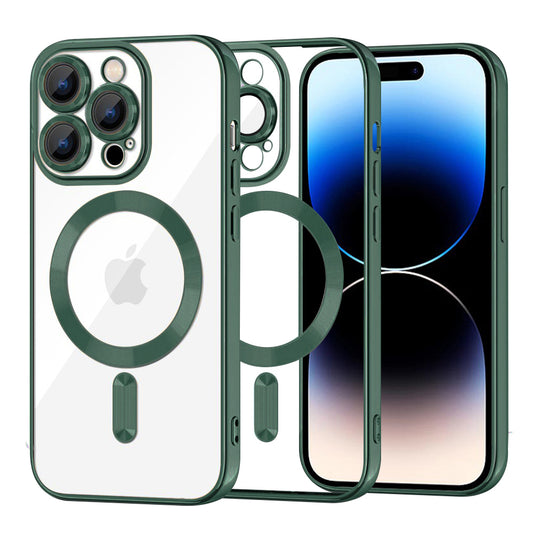 Custodia MagSafe per Apple iPhone 14 Pro, Techsuit, Luxury Crystal, Verde Scuro