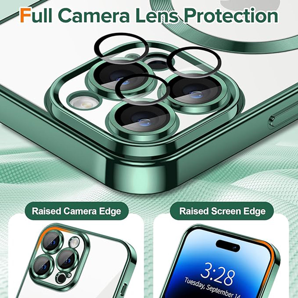 MagSafe Case for Apple iPhone 14 Pro, Techsuit, Luxury Crystal, Dark Green