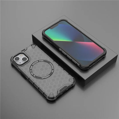 Custodia MagSafe per Apple iPhone 14, Techsuit, HoneyComb Shield, Nera