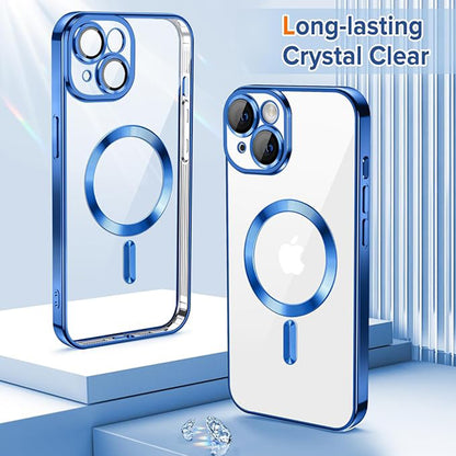 Custodia MagSafe per Apple iPhone 14, Techsuit, Luxury Crystal, Blu Scuro