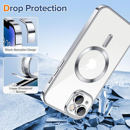 Custodia MagSafe per Apple iPhone 14, Techsuit, Luxury Crystal, Argento