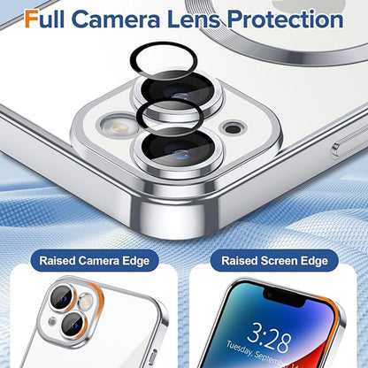 Custodia MagSafe per Apple iPhone 14, Techsuit, Luxury Crystal, Argento