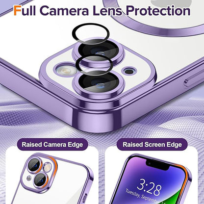 Custodia MagSafe per Apple iPhone 14, Techsuit, Luxury Crystal, Viola Chiaro