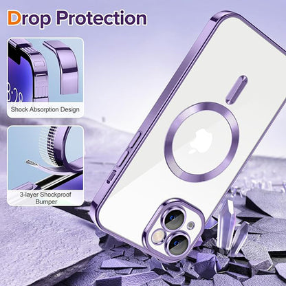 Custodia MagSafe per Apple iPhone 14, Techsuit, Luxury Crystal, Viola Chiaro