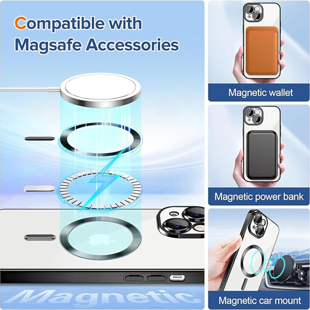 Custodia MagSafe per Apple iPhone 14, Techsuit, Luxury Crystal, Nera