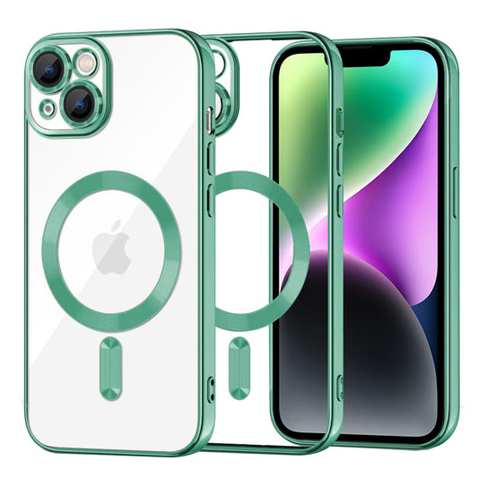 Custodia MagSafe per Apple iPhone 14, Techsuit, Luxury Crystal, Verde Chiaro