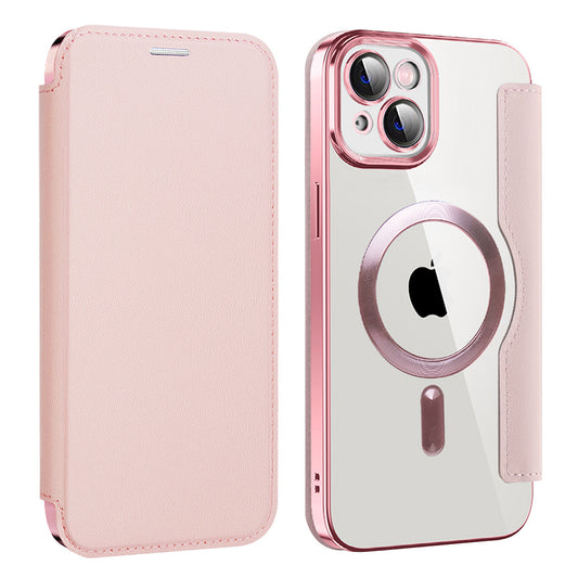 Custodia MagSafe per Apple iPhone 14, Techsuit, SmartMag Book, Rosa