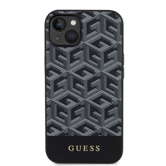 Custodia MagSafe per Apple iPhone 15, Guess, GCube Stripes, Nera