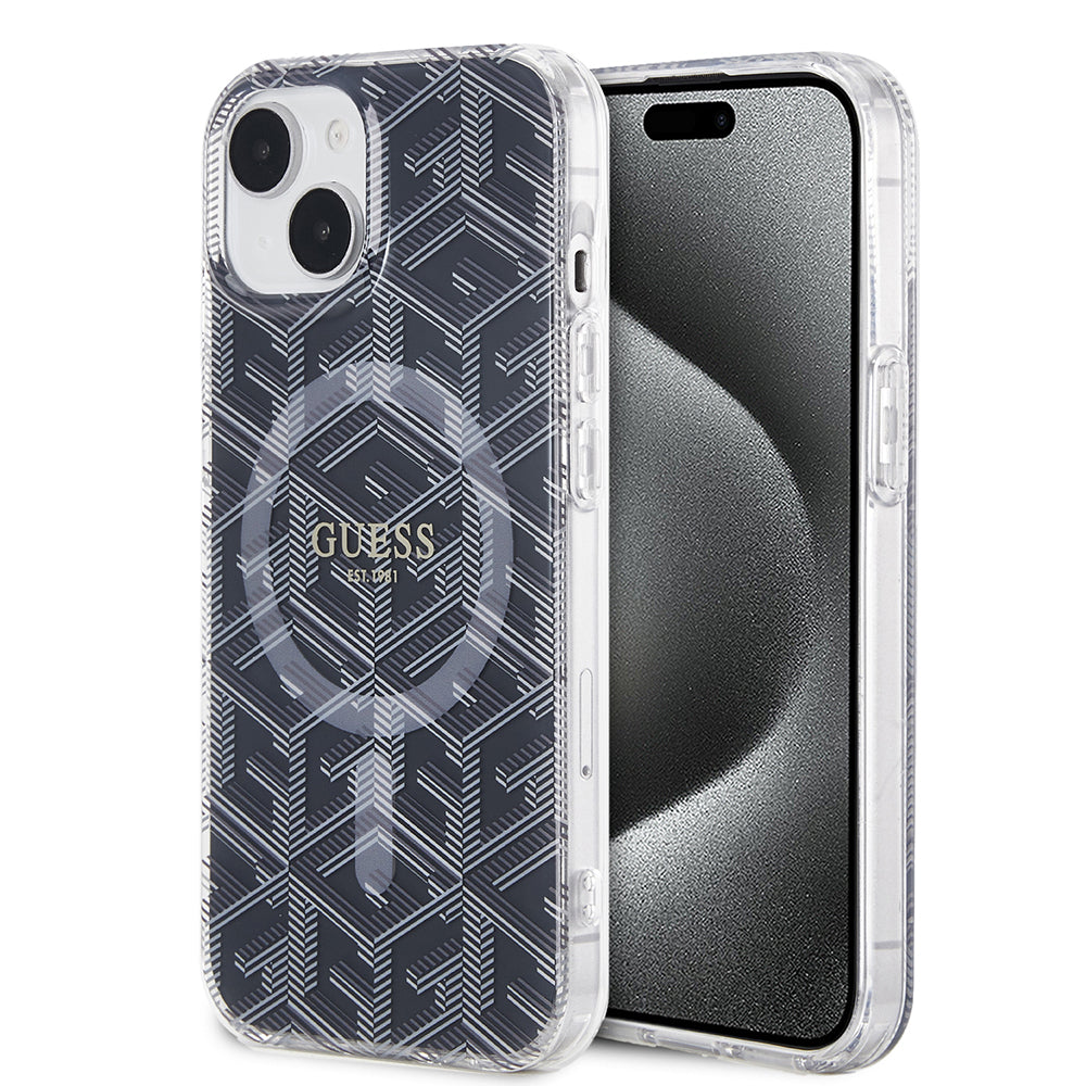 Custodia MagSafe per Apple iPhone 15, Guess, IML Gcube, Nera