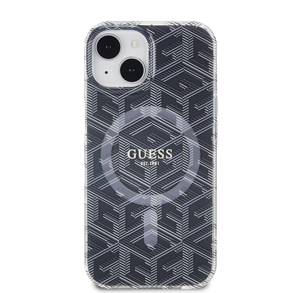 Custodia MagSafe per Apple iPhone 15, Guess, IML Gcube, Nera