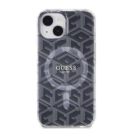 Custodia MagSafe per Apple iPhone 15, Guess, IML Gcube, Nera