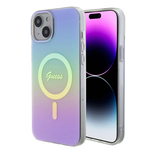 Custodia MagSafe per Apple iPhone 15, Guess, IML Iridescente, Viola