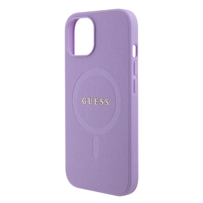 Custodia MagSafe per Apple iPhone 15, Guess, Saffiano, Viola