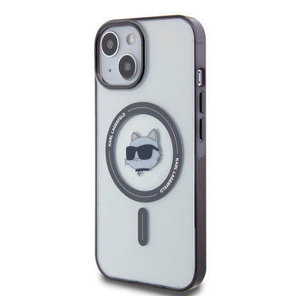 MagSafe Case for Apple iPhone 15, Karl Lagerfeld, IML Choupette's Head, Transparent