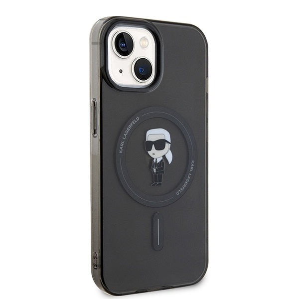 Custodia MagSafe per Apple iPhone 15, Karl Lagerfeld, IML Ikonik Karl, Nera