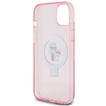 MagSafe Case for Apple iPhone 15, Karl Lagerfeld, Ring Stand Karl & Choupette, Pink