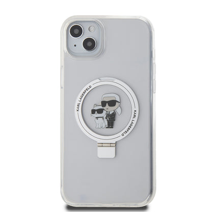Custodia MagSafe per Apple iPhone 15 Plus, Karl Lagerfeld, Ringstand Karl and Choupette, Bianca