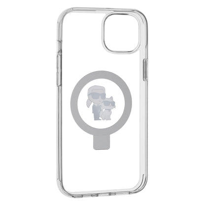 Custodia MagSafe per Apple iPhone 15 Plus, Karl Lagerfeld, Ringstand Karl and Choupette, Bianca