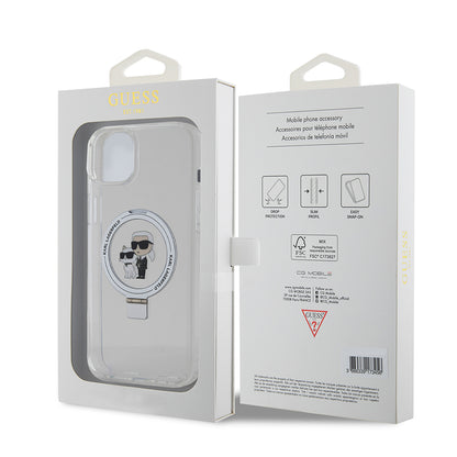 Custodia MagSafe per Apple iPhone 15 Plus, Karl Lagerfeld, Ringstand Karl and Choupette, Bianca