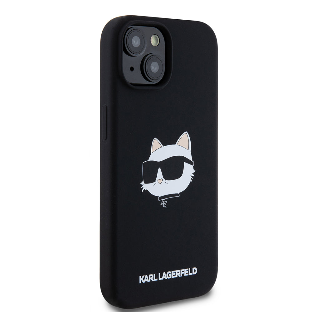 Custodia MagSafe per Apple iPhone 15, Karl Lagerfeld, Silicone Choupette's Head, Nera
