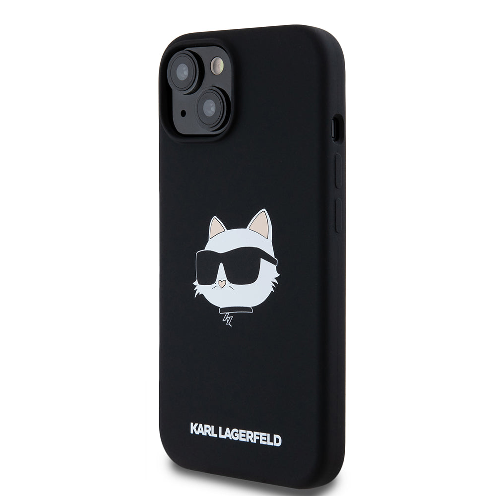 Custodia MagSafe per Apple iPhone 15, Karl Lagerfeld, Silicone Choupette's Head, Nera