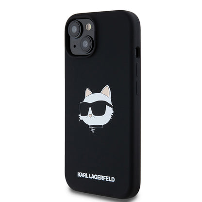 Custodia MagSafe per Apple iPhone 15, Karl Lagerfeld, Silicone Choupette's Head, Nera