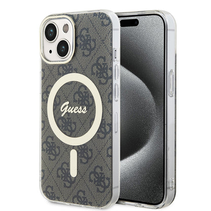Custodia MagSafe per Apple iPhone 15 Plus, Guess, IML 4G, Marrone