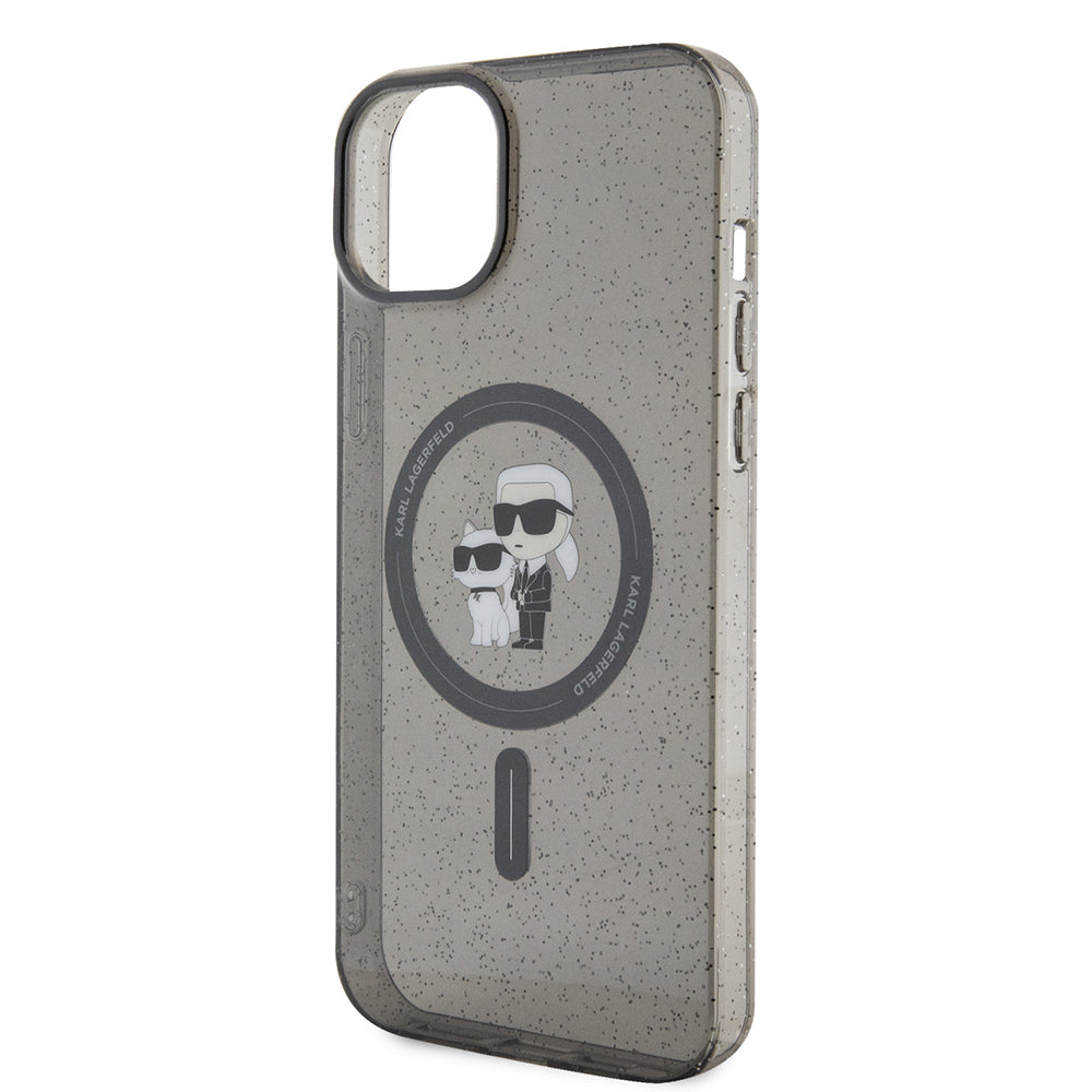 Custodia MagSafe per Apple iPhone 15 Plus, Karl Lagerfeld, Glitter, Nera