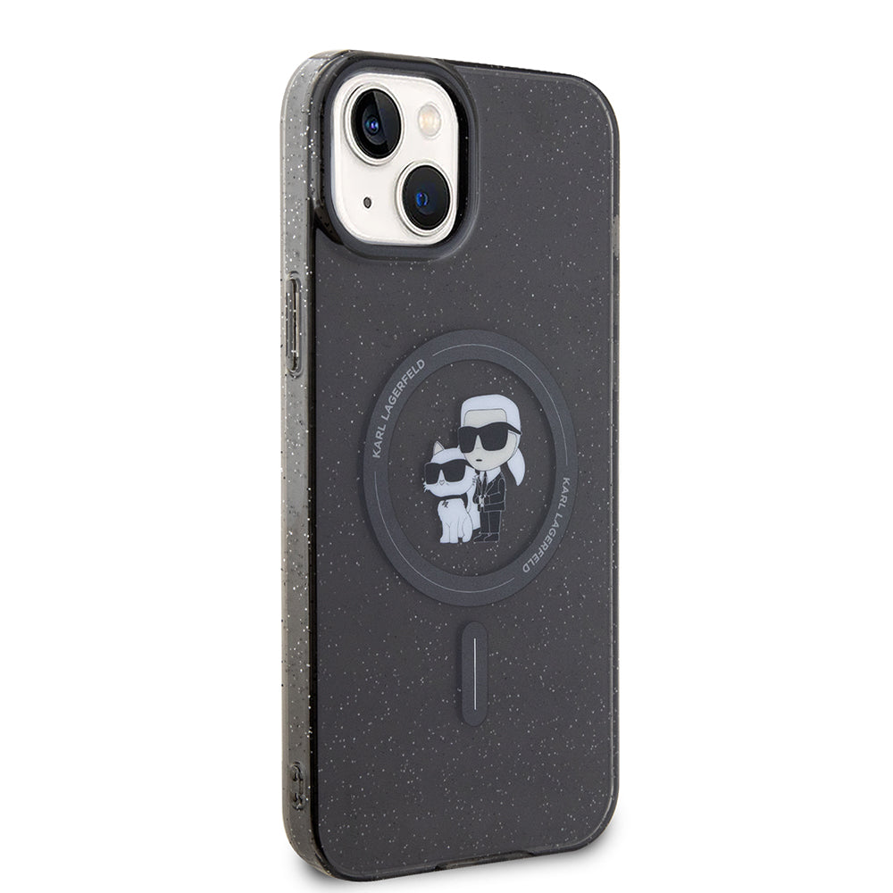 Custodia MagSafe per Apple iPhone 15 Plus, Karl Lagerfeld, Glitter, Nera