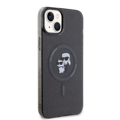 Custodia MagSafe per Apple iPhone 15 Plus, Karl Lagerfeld, Glitter, Nera