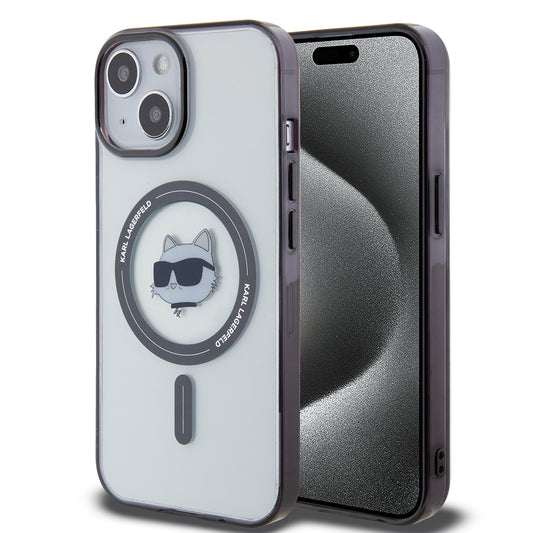 Custodia MagSafe per Apple iPhone 15 Plus, Karl Lagerfeld, IML Choupette's Head, Trasparente