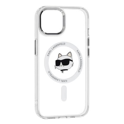 Custodia MagSafe per Apple iPhone 15 Plus, Karl Lagerfeld, IML Metal Choupette's Head, Bianca