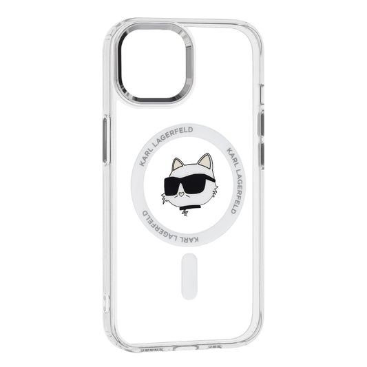 Custodia MagSafe per Apple iPhone 15 Plus, Karl Lagerfeld, IML Metal Choupette's Head, Bianca