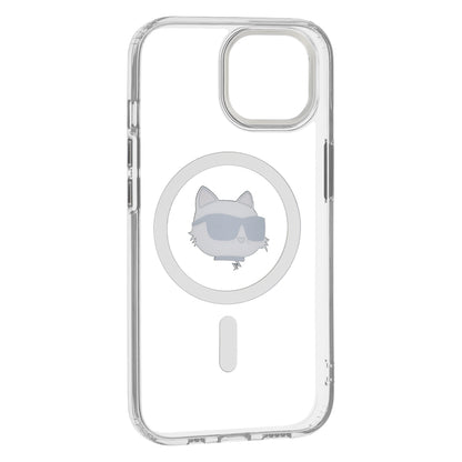 Custodia MagSafe per Apple iPhone 15 Plus, Karl Lagerfeld, IML Metal Choupette's Head, Bianca