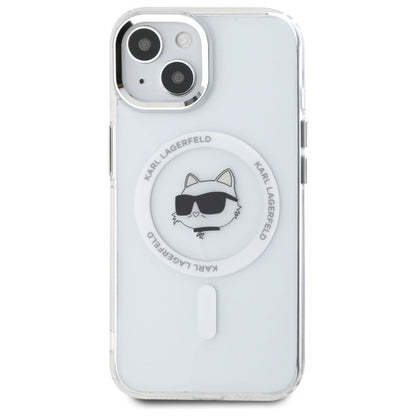 Custodia MagSafe per Apple iPhone 15 Plus, Karl Lagerfeld, IML Metal Choupette's Head, Bianca
