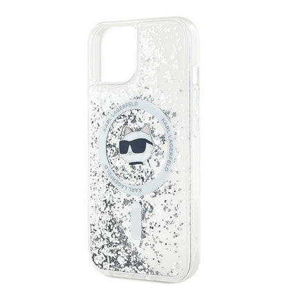 Custodia MagSafe per Apple iPhone 15 Plus, Karl Lagerfeld, Liquid Glitter Choupette's Head, Trasparente