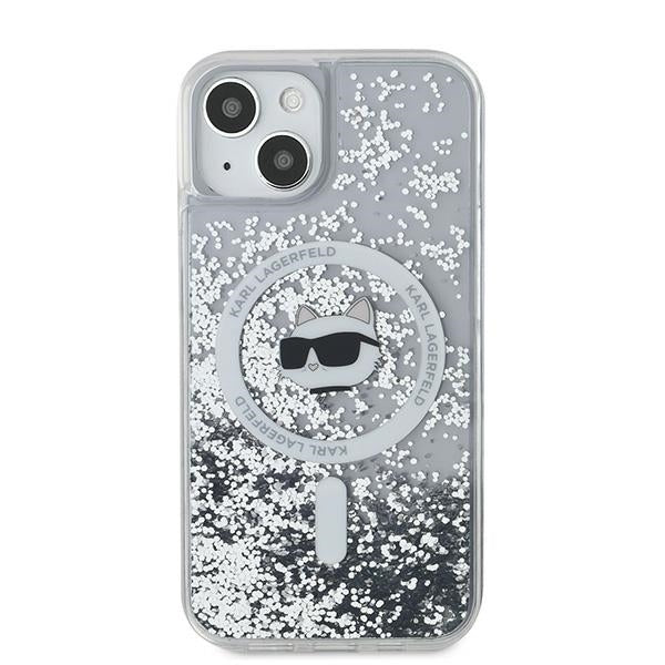 Custodia MagSafe per Apple iPhone 15 Plus, Karl Lagerfeld, Liquid Glitter Choupette's Head, Trasparente