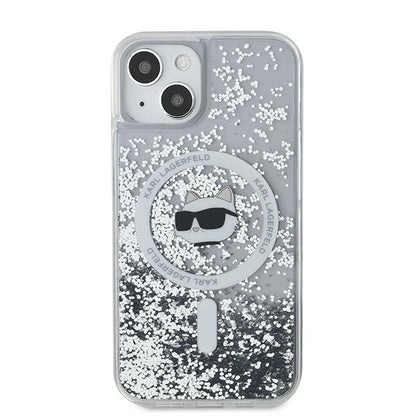 Custodia MagSafe per Apple iPhone 15 Plus, Karl Lagerfeld, Liquid Glitter Choupette's Head, Trasparente