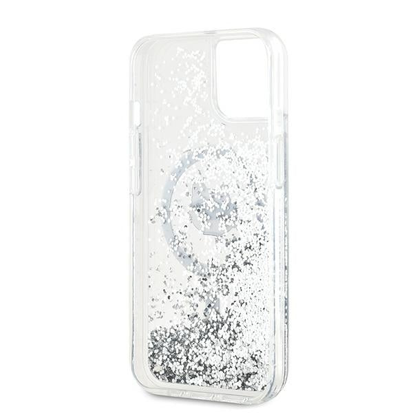 Custodia MagSafe per Apple iPhone 15 Plus, Karl Lagerfeld, Liquid Glitter Choupette's Head, Trasparente