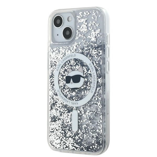 Custodia MagSafe per Apple iPhone 15 Plus, Karl Lagerfeld, Liquid Glitter Choupette's Head, Trasparente