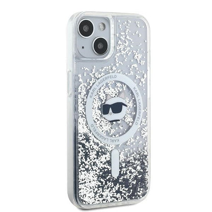 Custodia MagSafe per Apple iPhone 15 Plus, Karl Lagerfeld, Liquid Glitter Choupette's Head, Trasparente